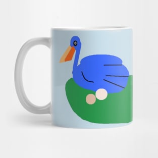 Blue Pelican illustration on Blue Background Mug